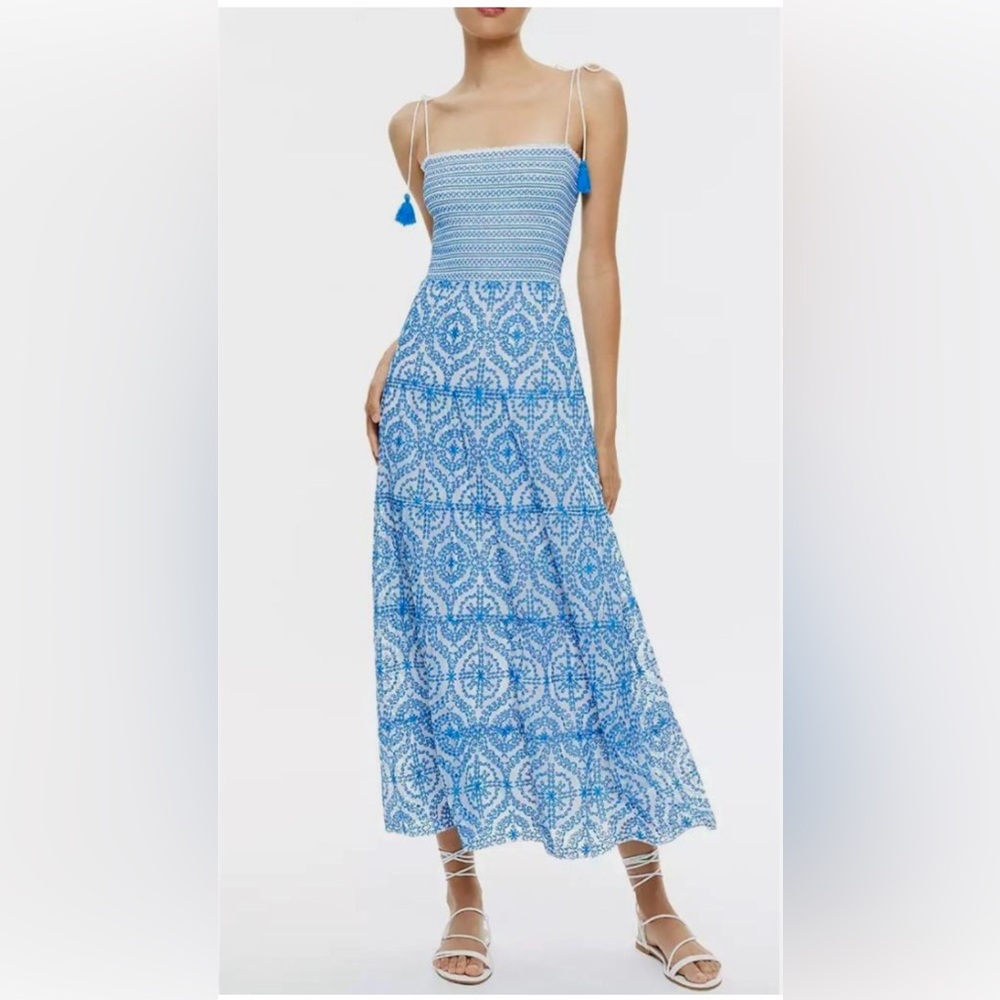 Alice + Olivia
Marna TieStrap Maxi Dress Off White French Blue 
Size 8